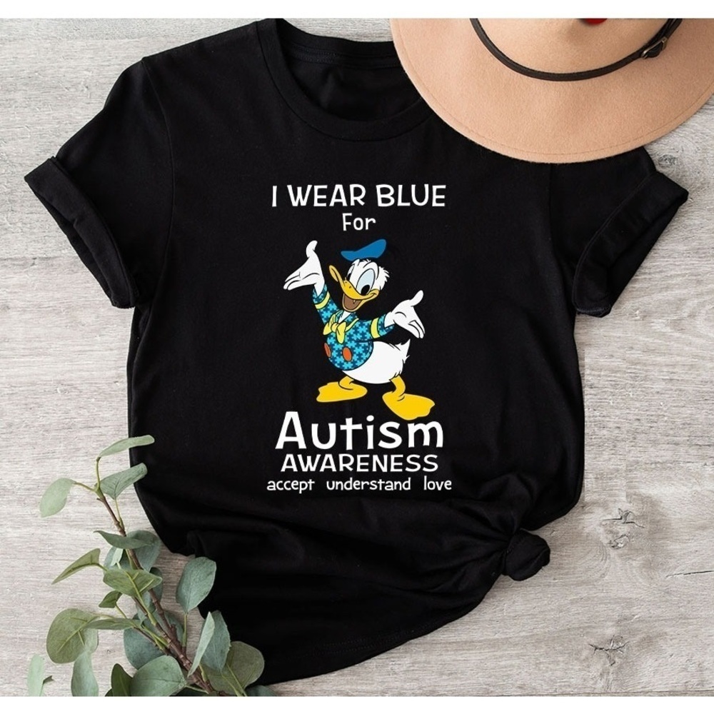 I Wear Blue For Autism Donald Duck Tshirt
